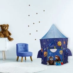 Relaxdays Tente Pour Enfants, Thème Espace, En Forme De Fusée, HLP 142x135x104 cm, Intérieur Et Extérieur, Multicolore -Lit enfant Soldes Boutique 56841927 3