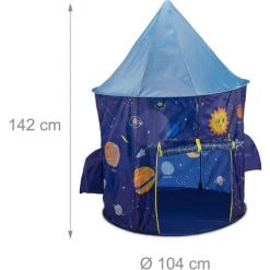 Relaxdays Tente Pour Enfants, Thème Espace, En Forme De Fusée, HLP 142x135x104 cm, Intérieur Et Extérieur, Multicolore -Lit enfant Soldes Boutique 56841927 5