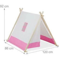Relaxdays Tente Pour Enfants, Filles & Garçons, Pour Intérieur Et Extérieur, HxLxP : Env. 92x120x86 Cm, Blanc Et Rose -Lit enfant Soldes Boutique 57026490 5