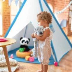 Relaxdays Tente Pour Enfants En Forme De Tipi, H X L X P : 154 X 124 X 124 cm, Pour Intérieur Et Extérieur, Blanc & Bleu -Lit enfant Soldes Boutique 57026496 4