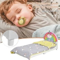 COSTWAY Lit Pour Enfant Avec Lattes 153x77x70cm En Bois 4 Pieds Réglables Matelas 140 X 70cm(non-inclus) Licorne -Lit enfant Soldes Boutique 57054538 3