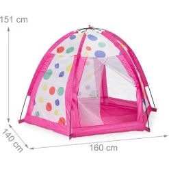 Relaxdays Tente Pour Enfants En Forme De Coupole, Filles, Garçons, HLP 151x160x140 cm, Intérieur, Extérieur, Multicolore -Lit enfant Soldes Boutique 57125909 5