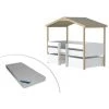 VENTE-UNIQUE.COM Lit Cabane SAROSI Avec Tiroirs - 90 X 190 Cm - Tilleul - Blanc Et Chêne + Matelas - Naturel Clair, Blanc