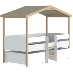 VENTE-UNIQUE.COM Lit Cabane SAROSI Avec Tiroirs - 90 X 190 Cm - Tilleul - Blanc Et Chêne + Matelas - Naturel Clair, Blanc 8 VENTE-UNIQUE.COM Lit Cabane SAROSI Avec Tiroirs - 90 X 190 Cm - Tilleul - Blanc Et Chêne + Matelas - Naturel Clair, Blanc -Lit enfant Soldes Boutique 57216829 4