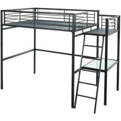 VENTE-UNIQUE.COM Lit Mezzanine CASUAL II - 140 X 190 Cm - Plateforme Bureau - Anthracite + Matelas - Gris Anthracite -Lit enfant Soldes Boutique 57217084 3