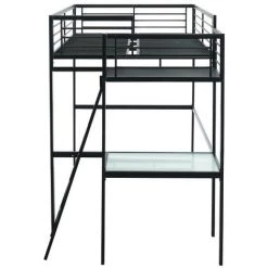VENTE-UNIQUE.COM Lit Mezzanine CASUAL II - 140 X 190 Cm - Plateforme Bureau - Anthracite + Matelas - Gris Anthracite -Lit enfant Soldes Boutique 57217084 5