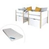 VENTE-UNIQUE.COM Lit Mi-hauteur SISSY - 2 Tiroirs - 90 X 190 Cm - Blanc Et Chêne + Matelas - Blanc
