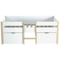 VENTE-UNIQUE.COM Lit Mi-hauteur SISSY - 2 Tiroirs - 90 X 190 Cm - Blanc Et Chêne + Matelas - Blanc -Lit enfant Soldes Boutique 57217166 4