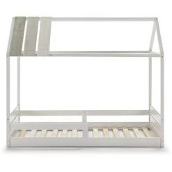 VENTE-UNIQUE.COM Lit Cabane INDIANA - 90 X 190 Cm - MDF Et Pin - Blanc + Matelas - Blanc 8 VENTE-UNIQUE.COM Lit Cabane INDIANA - 90 X 190 Cm - MDF Et Pin - Blanc + Matelas - Blanc -Lit enfant Soldes Boutique 57217375 4