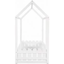 MERAX Lit Cabane Enfant Bois Massif De Pin Avec Barrière - 80 X 160 Cm - Blanc -Lit enfant Soldes Boutique 57271889 4
