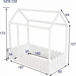 MERAX Lit Cabane Enfant Bois Massif De Pin Avec Barrière - 80 X 160 Cm - Blanc -Lit enfant Soldes Boutique 57271889 5