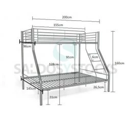 SALDOSYSTOCKS Lit Double Superposé Métallique Pour 3 Personnes De Couleur Blanche 9 SALDOSYSTOCKS Lit Double Superposé Métallique Pour 3 Personnes De Couleur Blanche -Lit enfant Soldes Boutique 57366731 5