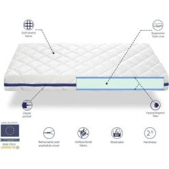 DREAMDI Pack Matelas 90X190 HERMES LIT ENFANT, Epaisseur 11 CM + 1 Oreiller A Memoire 90x35 + 1 Protege Matelas 90x190 -Lit enfant Soldes Boutique 57598675 3
