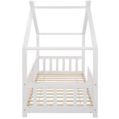 AOMMO Lit D'Enfant, Cadre De Lits Maison En Bois Massif Avec Clôture Et Lattes Pour Chambres D'Enfants Et De Jeunes 200 X 90 Cm Blanc 8 AOMMO Lit D'Enfant, Cadre De Lits Maison En Bois Massif Avec Clôture Et Lattes Pour Chambres D'Enfants Et De Jeunes 200 X 90 Cm Blanc -Lit enfant Soldes Boutique 57764797 4