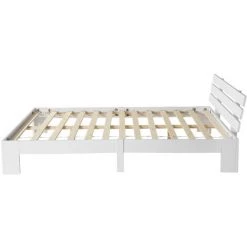 AOMMO Lit Plateforme Double, Cadre De Lit En Bois De Pin Avec Tête De Lit à Lattes Pour Adolescents Adultes 200 X 140 Cm Blanc 7 AOMMO Lit Plateforme Double, Cadre De Lit En Bois De Pin Avec Tête De Lit à Lattes Pour Adolescents Adultes 200 X 140 Cm Blanc -Lit enfant Soldes Boutique 57764801 3