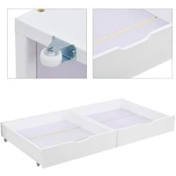 AOMMO Lit Enfant, Lit Cabane En Bois Massif Avec 2 Tiroirs, Fenêtre Antichute Et Sommier à Lattes Blanc 160 X 80 Cm -Lit enfant Soldes Boutique 57818988 5