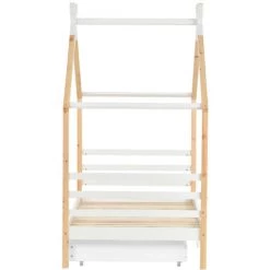 AOMMO Lits Pour Enfants, Lit Cabane En Bois Massif Avec 2 Tiroirs Et Sommier à Lattes 90 X 200 Cm -Lit enfant Soldes Boutique 57819002 5