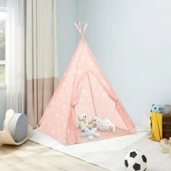 TRUE DEAL Tente Tipi Pour Enfants Avec Sac Polyester Rose 115x115x160 Cm