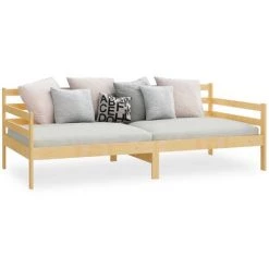 INLIFE Lit Bois De Pin Massif 90x200 Cm -Lit enfant Soldes Boutique 58276089 4