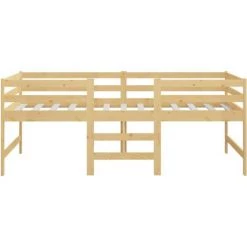 INLIFE Lit Mi-haut Bois De Pin Massif 90x200 Cm -Lit enfant Soldes Boutique 58276222 4