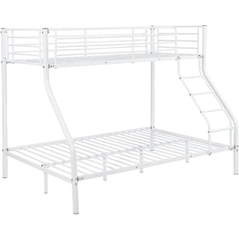 NOVA Lit Superposé En Métal 2 Matelas Avec Barrière 140 / 190x200 Cm Couleur : BLANCHE 2 NOVA Lit Superposé En Métal 2 Matelas Avec Barrière 140 / 190x200 Cm Couleur : BLANCHE – Image 2