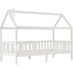 Lit Cabane Enfant 90 X 200 Cm Cadre De Lit En Pin Massif Avec Sommier à Lattes Et Toit Blanc Fortuna Lai 7 Lit Cabane Enfant 90 X 200 Cm Cadre De Lit En Pin Massif Avec Sommier à Lattes Et Toit Blanc Fortuna Lai -Lit enfant Soldes Boutique 58685922 3