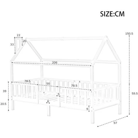 Lit Cabane Enfant 90 X 200 Cm Cadre De Lit En Pin Massif Avec Sommier à Lattes Et Toit Blanc Fortuna Lai 5 Lit Cabane Enfant 90 X 200 Cm Cadre De Lit En Pin Massif Avec Sommier à Lattes Et Toit Blanc Fortuna Lai – Image 5