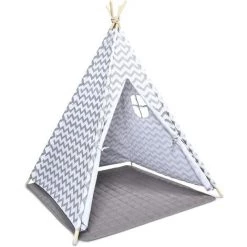 DREMADE DREAMADE Tente Tipi Pour Enfant En Coton Avec Tapis De Sol & Fenêtres, Tente Pour Enfant Avec Sac De Transport, Design Pliable & Cadre En Pin, Pour Maison, Jardin, Camping