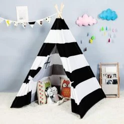 UNHO Tipi Enfant Exterieur Interieur - 120x120x130 Cm - Pour Chambre Garcon Fille - Couleur Zèbre