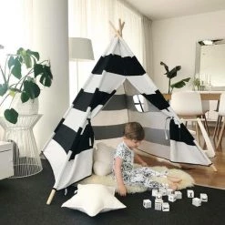 UNHO Tipi Enfant Exterieur Interieur - 120x120x130 Cm - Pour Chambre Garcon Fille - Couleur Zèbre -Lit enfant Soldes Boutique 58971435 3