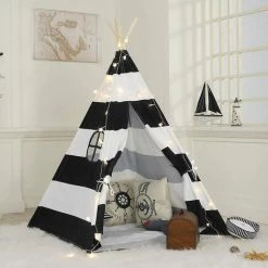 UNHO Tipi Enfant Exterieur Interieur - 120x120x130 Cm - Pour Chambre Garcon Fille - Couleur Zèbre -Lit enfant Soldes Boutique 58971435 4