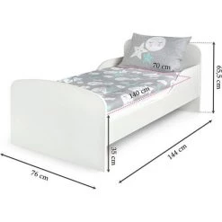LEOMARK Moderne Lit D'Enfant Toddler En Bois Avec Un Matelas Blanc Motif Lovely Licorne -Lit enfant Soldes Boutique 59056843 3