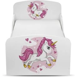 LEOMARK Moderne Lit D'Enfant Toddler En Bois Avec Un Matelas Et Un Tiroir Motif Lovely Licorne -Lit enfant Soldes Boutique 59056869 3