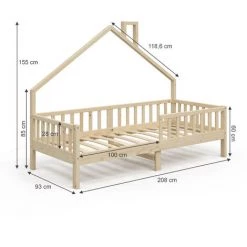 Lit Cabane „Noemi" 200x90cm Nature VitaliSpa 7 Lit Cabane „Noemi" 200x90cm Nature VitaliSpa -Lit enfant Soldes Boutique 59119668 3