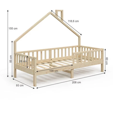 Lit Cabane „Noemi" 200x90cm Nature VitaliSpa 3 Lit Cabane „Noemi" 200x90cm Nature VitaliSpa – Image 3