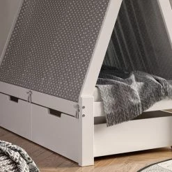 Lit Pour Enfant „Tipi“ 70x140cm Blanc Avec Toile De Lit Et 2 Tiroirs VitaliSpa -Lit enfant Soldes Boutique 59119671 5