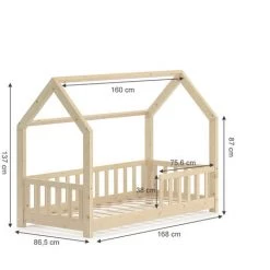 Lit Cabane „Wiki" 80x160cm Nature VitaliSpa -Lit enfant Soldes Boutique 59119836 3