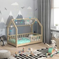 Lit Cabane „Wiki" 80x160cm Nature VitaliSpa -Lit enfant Soldes Boutique 59119836 4