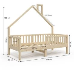 Lit Cabane „Noemi" 80x160cm Nature VitaliSpa -Lit enfant Soldes Boutique 59119838 3