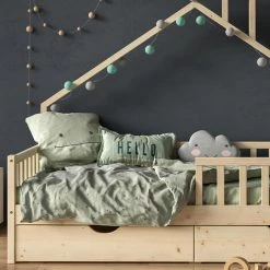 Lit Cabane „Noemi" 90x200cm Nature Avec 2 Tiroirs VitaliSpa -Lit enfant Soldes Boutique 59119949 5