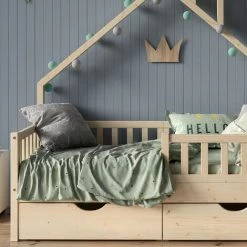 Lit Cabane „Noemi" 80x160cm Nature Avec Matelas Et 2 Tiroirs VitaliSpa -Lit enfant Soldes Boutique 59119953 5