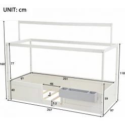 MERAX Lit Cabane Enfant 90 X 200 Cm En Bois De Pin Massif Décor Blanc, Sommier à Lattes Et Bo?te De Rangement, 3 Combinaison, Sans Matelas -Lit enfant Soldes Boutique 59133356 5