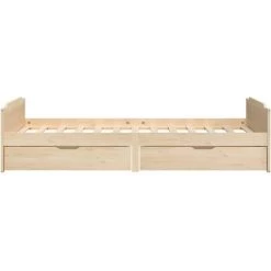 INLIFE Cadre De Lit Avec Tiroirs Bois De Pin Massif 90x200 Cm -Lit enfant Soldes Boutique 59171374 5
