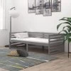 INLIFE Lit Gris Bois De Pin Massif 90x200 Cm - Gris