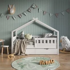 VICCO Lit Cabane „Design“ 160x80cm Blanc Avec Lit D'appoint VitaliSpa -Lit enfant Soldes Boutique 59175101 4