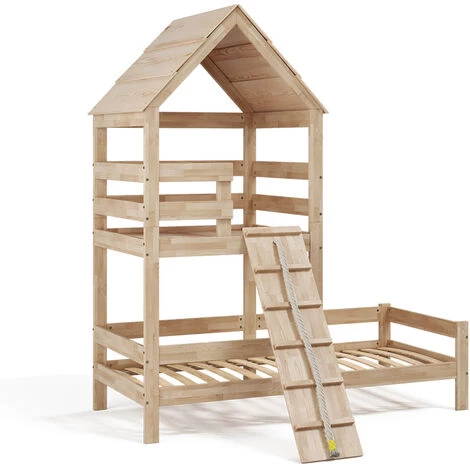 VICCO Lit Cabane „Teddy“ 200x90cm Nature Avec Aire De Jeux En Hauteur VitaliSpa 1 VICCO Lit Cabane „Teddy“ 200x90cm Nature Avec Aire De Jeux En Hauteur VitaliSpa