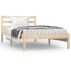 INLIFE Cadre De Lit Bois De Pin Massif 90x190 Cm Simple -Lit enfant Soldes Boutique 59848504 3