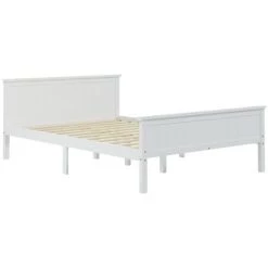 INLIFE Cadre De Lit Blanc Bois De Pin Massif 120x200 Cm -Lit enfant Soldes Boutique 59848565 3