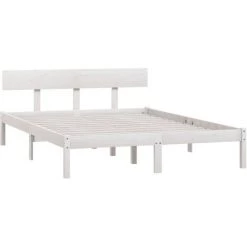 INLIFE Cadre De Lit Blanc Bois De Pin Massif 120x200 Cm -Lit enfant Soldes Boutique 59848731 3