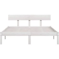 INLIFE Cadre De Lit Blanc Bois De Pin Massif 120x200 Cm -Lit enfant Soldes Boutique 59848731 4
